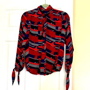 Allison Joy Evereve red patterned blouse